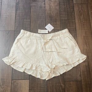 American Eagle Outfitters Cream High Waist Ruffle Shorts